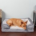 FurHaven Velvet Waves Perfect Comfort Orthopedic Sofa Cat & Dog Bed with Removable Cover, Granite Gray, Medium