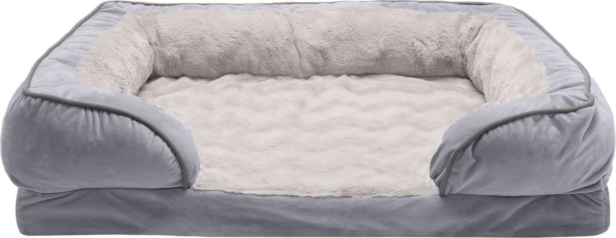 FURHAVEN Velvet Waves Perfect Comfort Orthopedic Sofa Cat & Dog