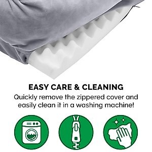 FurHaven Velvet Waves Perfect Comfort Orthopedic Sofa Cat & Dog Bed with Removable Cover, Granite Gray, Large