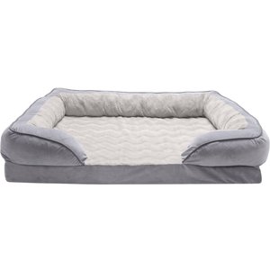 FurHaven Velvet Waves Perfect Comfort Orthopedic Sofa Cat & Dog Bed with Removable Cover, Granite Gray, Jumbo