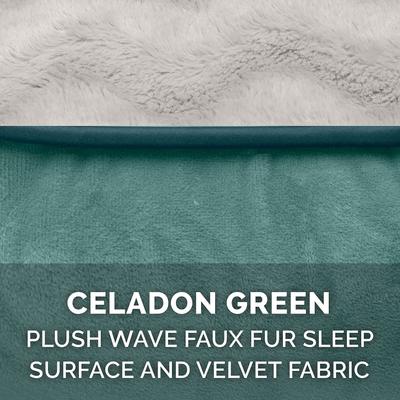 Show full view: FurHaven Velvet Waves Perfect Comfort Orthopedic Sofa Cat & Dog Bed with Removable Cover, Celadon Green, Small slide 9 of 10