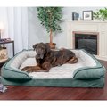 FurHaven Velvet Waves Perfect Comfort Orthopedic Sofa Cat & Dog Bed with Removable Cover, Celadon Green, Jumbo Plus