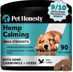 PetHonesty Hemp Calming Max Strength Duck Flavored Soft Chews Calming Supplement for Dogs, 90-count