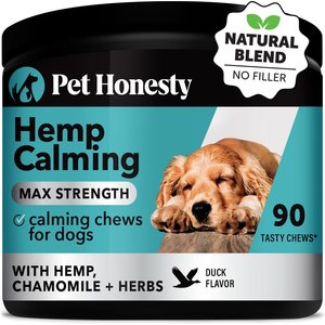 PetHonesty Calming Hemp+ Max-Strength Duck Flavored Soft Chews Calming Supplement for Dogs, 90 count
