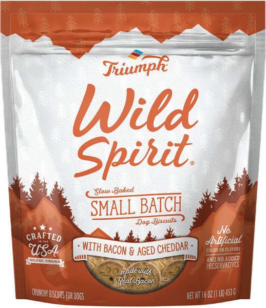 Triumph Wild Spirit Slow Baked Small Batch with Bacon & Aged Cheddar Biscuits Dog Treats, 16-oz bag slide 1 of 9