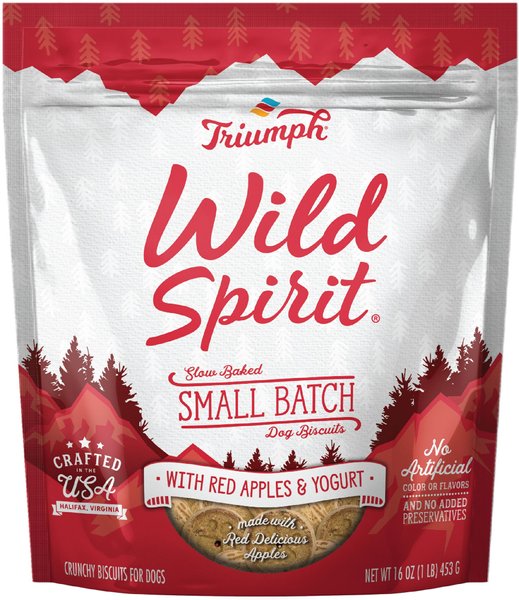 Triumph Wild Spirit Slow Baked Small Batch with Red Apples & Yogurt Biscuits Dog Treats, 16-oz bag slide 1 of 9