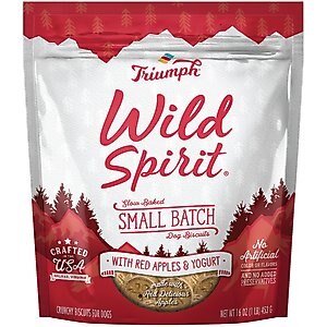 Triumph Wild Spirit Slow Baked Small Batch with Red Apples & Yogurt Biscuits Dog Treats, 16-oz bag