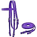 Tahoe Tack Plain Double Layer Nylon Horse Headstall & Reins, Purple, Full