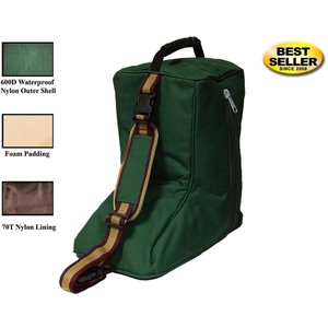 Tahoe Tack Triple Layer Padded Western Horse Boot Carry Bag, Hunter Green & Gold