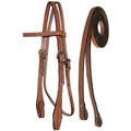 Tahoe Tack Barbwire Leather Western Hand Tooled Horse Browband Headstall & Split Reins, Light Tan, Full