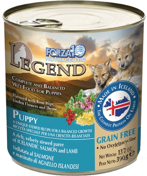 Forza10 Nutraceutic Legend Puppy Icelandic Salmon & Lamb Recipe Grain-Free Canned Dog Food, 13.7-oz can, case of 12 slide 1 of 9
