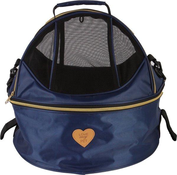 Pet Life Air-Venture Dual-Zip Airline Approved Panoramic Circular Travel Dog Carrier, Navy slide 1 of 1