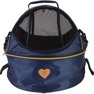Pet Life Air-Venture Dual-Zip Airline Approved Panoramic Circular Travel Dog Carrier, Navy