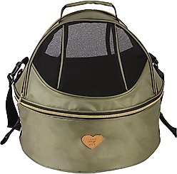 Pet Life Air-Venture Dual-Zip Airline Approved Panoramic Circular Travel Dog Carrier, Olive Green