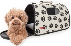 Pet Life Airline Approved Zippered Sporty Cage Folding Dog Carrier, Cream & Black, Medium