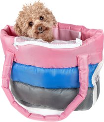 Pet Life Bubble-Poly Tri-Colored Insulated Dog Carrier, Pink, Blue, Grey