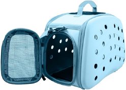 Pet Life Narrow Shelled Perforated Military Grade Collapsible Dog Carrier, Light Blue