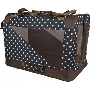 Pet Life 360° Vista View House Folding Zippered Dog Carrier, Dark Navy/Brown Polka, X-Small