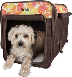 Pet Life Floral Collapsible Wire Framed Tent Dog Carrier, X-Small