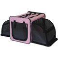 Pet Life Capacious Dual-Expandable Soft-Sided Collapsible Travel Dog Crate, Pink, 22.8 inch