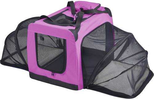 Show full view: Pet Life Hounda Accordion Metal Framed Dual-Sided Collapsible Dog Crate, Pink, Small slide 3 of 6