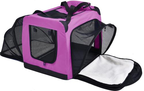 Show full view: Pet Life Hounda Accordion Metal Framed Dual-Sided Collapsible Dog Crate, Pink, Small slide 4 of 6