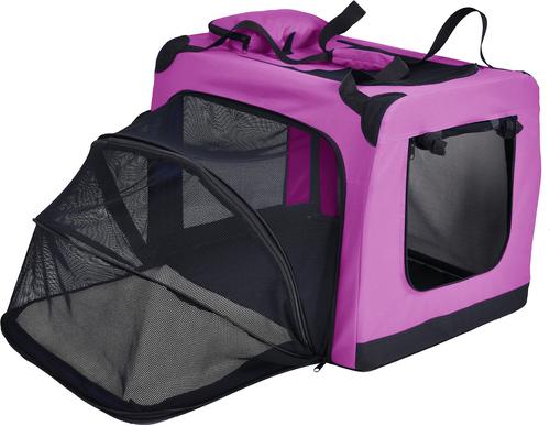 Show full view: Pet Life Hounda Accordion Metal Framed Dual-Sided Collapsible Dog Crate, Pink, Small slide 5 of 6