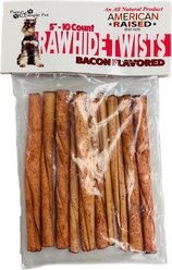 Pure & Simple Pet Rawhide Twists Bacon Flavored Dog Treats, 10 count