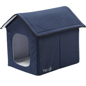 Pet Life Hush Puppy Electronic Heating & Cooling Smart Dog House, Navy, Small