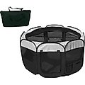 Pet Life All-Terrain Wire-Framed Collapsible Travel Dog Playpen, Black & White, Medium