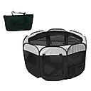 Pet Life All-Terrain Wire-Framed Collapsible Travel Dog Playpen, Black & White, Medium