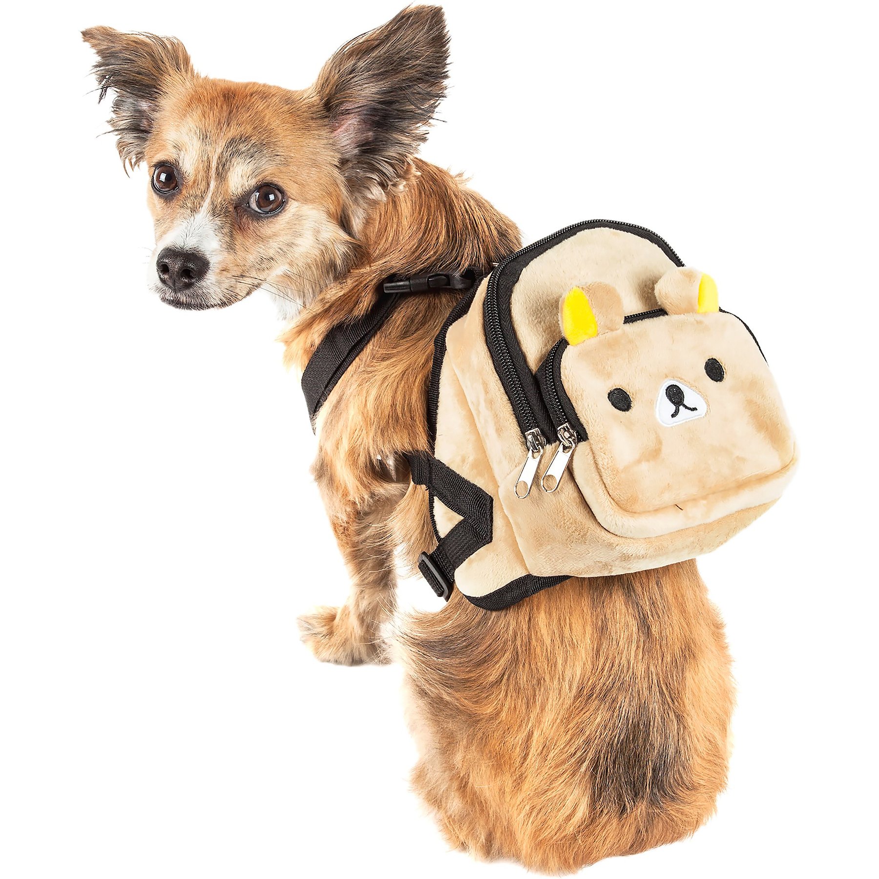 Pet Life Teddy Tails Dual-Pocketed Dog Harness Backpack, Small