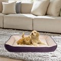 HappyCare Textiles Rectangle Ultra-Soft Bolster Cat & Dog Bed, Burn Out Purple, Large