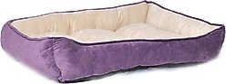 HappyCare Textiles Rectangle Ultra-Soft Bolster Cat & Dog Bed, Burn Out Purple, Large slide 2 of 4