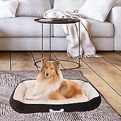 HappyCare Textiles Rectangle Ultra-Soft Bolster Cat & Dog Bed, Brown, Large