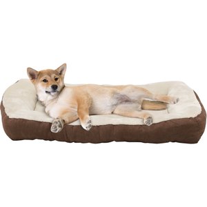 HappyCare Textiles Rectangle Bumper Bolster Cat & Dog Bed, Brown