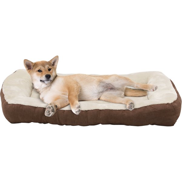 HAPPYCARE TEXTILES Rectangle Orthopedic Bolster Cat & Dog Bed, Brown ...