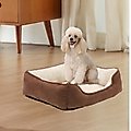 HappyCare Textiles Rectangle Orthopedic Bolster Cat & Dog Bed, Brown, Medium
