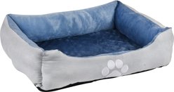 HappyCare Textiles Rectangle Orthopedic Bolster Cat & Dog Bed, Blue, Medium slide 2 of 4