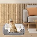 HappyCare Textiles Rectangle Orthopedic Bolster Cat & Dog Bed, Gray, Large