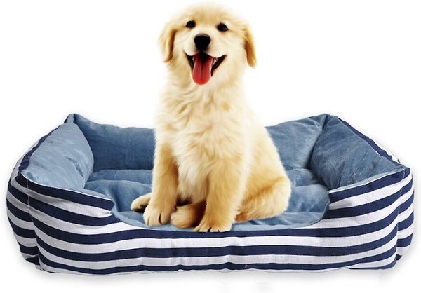HappyCare Textiles Plush to Suede Rectangle Bolster Cat & Dog Bed
