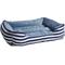 Show in main carousel: HappyCare Textiles Plush to Suede Rectangle Bolster Cat & Dog Bed, Blue Stripe slide 2 of 7