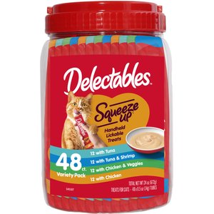 Hartz Delectables Squeeze Up Variety Pack Lickable Cat Treats, 48 count