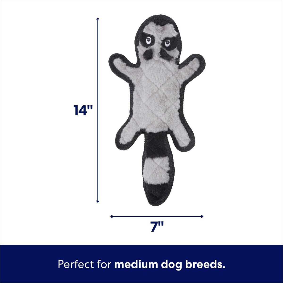 FRISCO Raccoon StuffingFree Flat Plush Squeaky Dog Toy, Medium