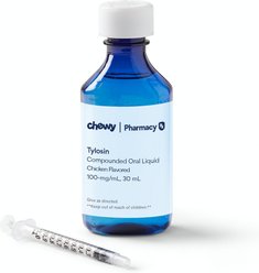 Tylosin Tartrate Compounded Oral Liquid Chicken Flavored for Dogs & Cats, 100-mg/mL, 30 mL