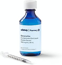 Doxycycline Hyclate Compounded Oral Liquid Chicken Flavored for Dogs, Cats & Horses, 100-mg/mL, 30 mL