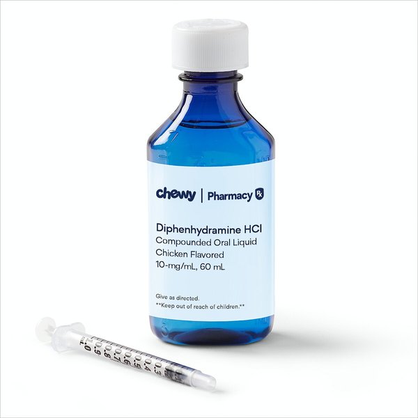 Diphenhydramine HCl Compounded Oral Liquid Chicken Flavored for Dogs & Cats, 10-mg/mL, 60 mL slide 1 of 9