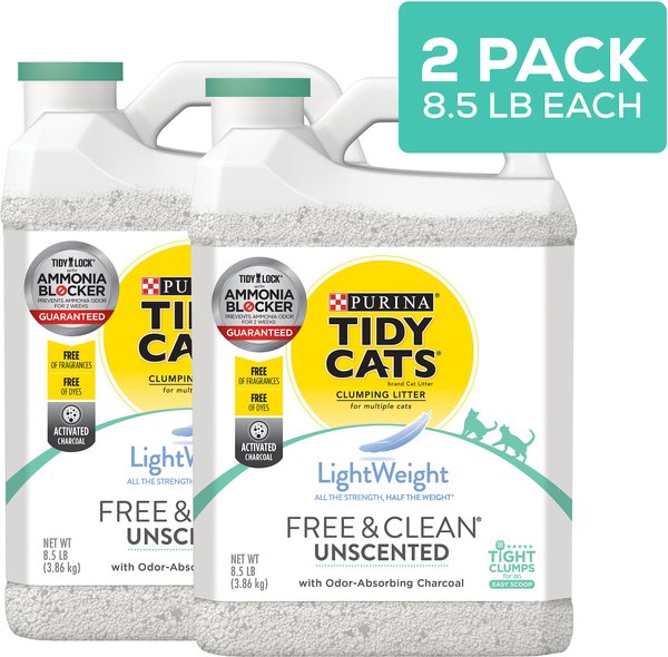 Tidy Cats Free & Clean Lightweight Unscented Clumping Clay Cat Litter, 8.5-lb jug, case of 2 slide 1 of 13