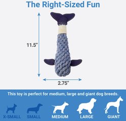Bones & Chews Rope Whale Crinkle with Bone Dog Toy, 12" slide 2 of 4