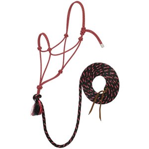 Weaver Leather Silvertip No. 95 Rope Horse Halter & 10-ft Lead, Black/Gray/Red